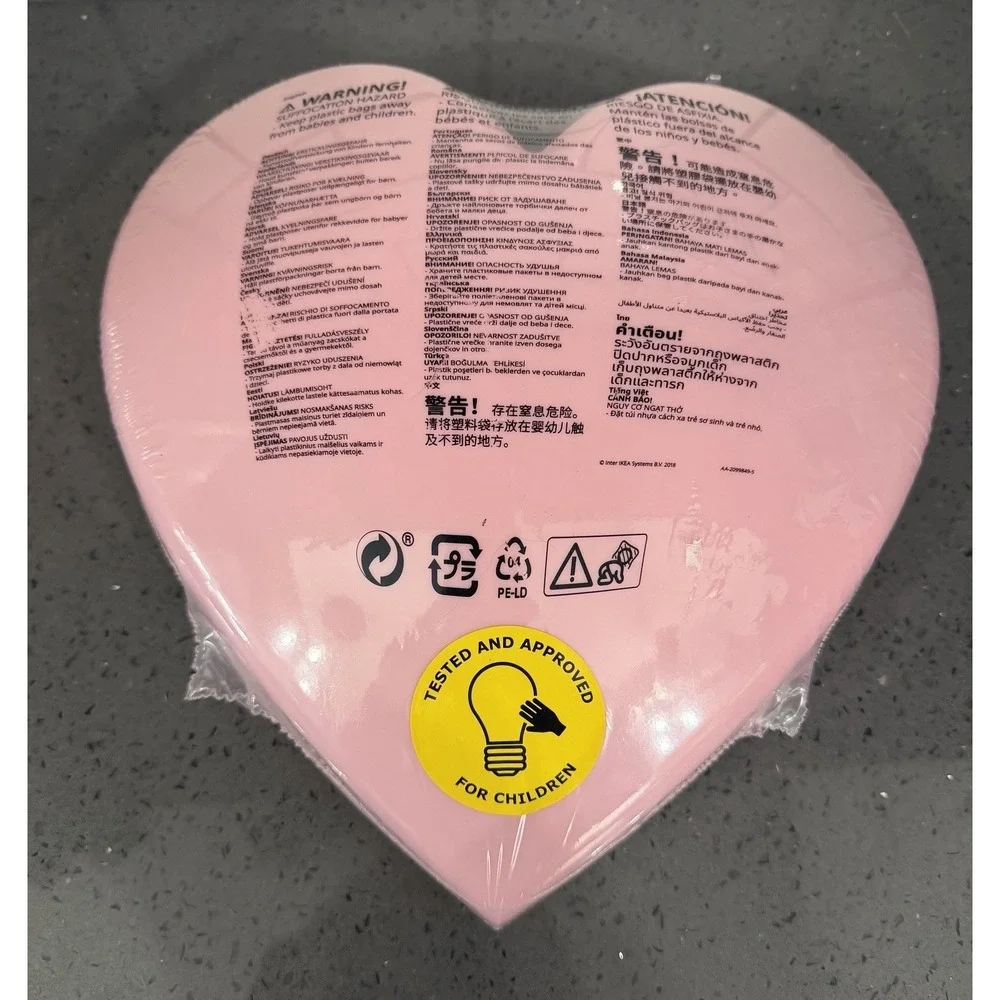 New Ikea Upplyst LED Pink Heart Shaped Wall Light Wall Mounted & Corded Lamp